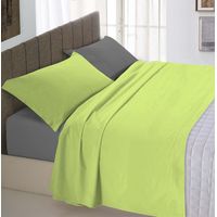 Italian Bed Linen Completo Letto Natural Color, 100% Cotone, Verde Acido/Fumo, Matrimoniale
