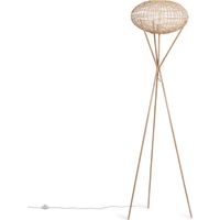 Ledkia – Lampadaire LED en rotin naturel – Hauteur 166 cm – Abat-jour tressé – Douille E27 pour ampoule personnalisable