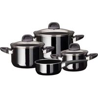 Silit Modesto Line - Set di pentole a induzione, 4 pezzi, con coperchio in vetro, in ceramica funzionale Silargan, a induzione, senza nichel, nero