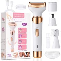 Rasoir électrique pour les femmes-4-en-1 électrique rasoir pour femmes-sans douleur intime rasoir-tondeuse pour poils sur le visage, le nez, les aisselles, le domaine intime, de la zone bikini-sec et