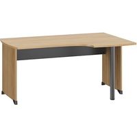Bureau compact chêne retour à droite L 160 cm piètement plein bois - Jazz