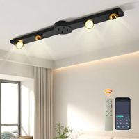 Ganeed Plafoniera a LED nera, lampada da soffitto dimmerabile da 24 W, plafoniera con 4 luci orientabili e telecomando per soggiorno, camera da letto, corridoio