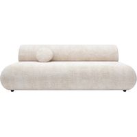 LEVI - Canapé droit convertible tissu lisse 2 places - Beige