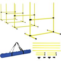 Ensemble Agility Canin, Poteaux Haies/Slamon / Poteaux de sol, Sac de transport, robuste, Jaune