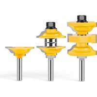Set di 3 frese per fresatura a linguetta e guida per ante di armadietti rotondi rialzati con gambo da 8 mm, utensile per fresatura a linguetta per lavorazione del legno, scanalatura in carburo