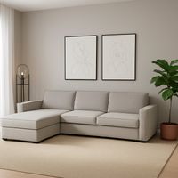 Talamo Italia Festes Sofa Grazia, Ecksofa, 100% Made in Italy, Sofa Wohnzimmer mit, Containerhalbinsel links, mit Standard-Armlehnen, Cm 280x95h90, Grau