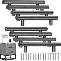 Shao hua 8 Stück T-Bar-Stick-Küchentürgriffe mit Schrauben (200 mm), Edelstahl-Möbelgriff-Lochabstand 128 mm, für Küchenschrank, schwarz