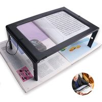 Reading Magnifier, Magnifying Glass with LED Light, Hands-Free Rectangular Magnifying Glass with 3x Magnification, 4 LED Lights and Folding Stands - A4 Full Page Magnifying Glass for Elderly or People