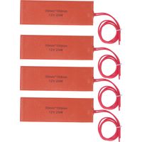 Lot de 4 tapis chauffants en caoutchouc silicone souple, couverture chauffante en caoutchouc pour équipements industriels, 20 W, 12 V