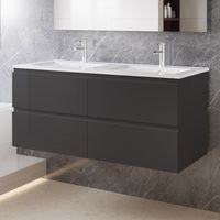 Biubiubath Wall Hung 1200mm Bathroom Vanity Units with Basin Gloss Grey