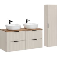 Set bagno NOXERA 120 cm – Marrone congo & wotan – 2 lavabi da appoggio + colonna