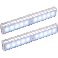 Lampe Detecteur De Mouvement Interieur, Lot De 2 Lampe 10 LED Sans Fil, Lampe Rechargeable USB Détecteurs De Mouvement Avec Magnétisme, Pour Armoires