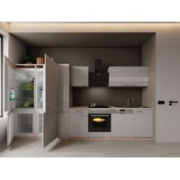 Einbauküche Küchenzeile Eiche Weiß Merle 370 cm French Door Optik Respekta