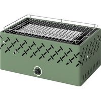 Portable Charcoal BBQ Grill, Battery Powered Barbecue Grill with Built-in Fan for Camping Picnic, Light Green