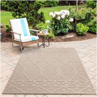 Tapis berbère intérieur et extérieur ethnique Cleo Beige 140x200