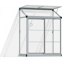 Lean To Greenhouse 4 x 2 - Clear Polycarbonate - L125 x W63.5 x H160 cm - Silver
