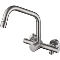 ONECE Rubinetto Cucina a Parete con 2 Modalità, con Interfaccia Lavastoviglie/Lavatrice 3/4", Miscelatore a Muro con Ugello Rotante, Rubinetti Girevole a 360°, Acciaio Inox 304, Aeratore Rimovibile
