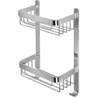 Croydex Aluminium Large Two Tier Shower Caddy Basket Bathroom Organiser, Chrome