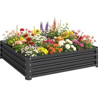 Outsunny – Carré potager sur pied en acier galvanisé 120 x 120 x 30 cm – Résistant aux intempéries – Optimise le développement des racines