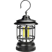 Lampe de camping rechargeable USB, étanche, portable, lampe à piles AA, décoration de jardin, 1 pc (noir, rechargeable)