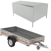 Remorque voiture simple essieu 264x126 cm – PTAC 499 kg – Essieu AL-KO 750 kg – Bâche haute 80 cm – Plancher anti-dérapant – Tema