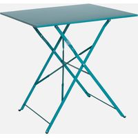Tavolo bistrot pieghevole - Emilia carrée bleu canard- Table carrée 70x70cm en acier thermolaqué