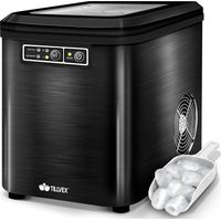 tillvex Máquina de cubitos de hielo de acero inoxidable, color negro, 2,2 L
