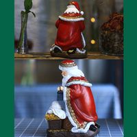 Ornement de Noël en Résine avec Lampe - Décoration Santa pour Fête Familiale