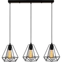 Stoex – Suspension industrielle vintage cage diamant – Lampe de plafond métal E27 – Longueur 50cm – Corde ajustable 100cm – Tension 220-240V