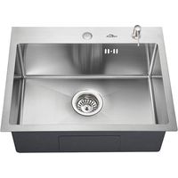 Auralum Évier 1 Bac 55x45CM Évier à Encastrer en Acier Inox Évier Cuisine avec Distributeur de Savon, Siphon et Trop-Plein