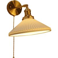 Aplique de pared de metal con pantalla de cerámica, luz cálida LED 12 W