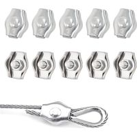 3mm Simplex Bolt Wire Rope Clip,10Pieces Stainless Steel Cable Clamp for Wire Rope,Simplex Single Bolt Cable Clamp,Rigging Fasteners,For Clothesline, Banner, Awning Fastening,Rigging Railing