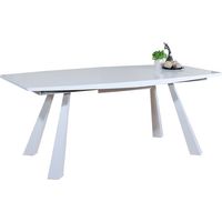 MOMMA HOME Mesa Comedor Extensible, Modelo Moroco, Acabado blanco brillo, Medidas: 180/230 x (77x95x77) x 76 cm
