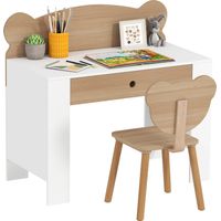 Ensemble bureau et chaise pour enfants forme ours en bois naturel