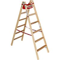 Escalera de tijera de madera con cómodos peldaños anchos acceso