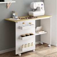 Mesa de costura plegable con ruedas Armario para máquinas de coser con 4 estantes