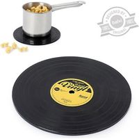 Vinyl Record Pot Coasters - Black - Diameter 15 cm