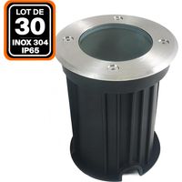 Europalamp – Lot de 30 spots encastrables sol ronds inox 304 – Étanchéité IP65 – Culot GU10 – Pour béton et terrasses en bois