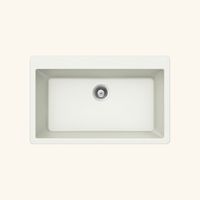 Évier en granit blanc 83,8x53 cm – Évier à encastrer 1 bac sans égouttoir – Bonde et siphon inclus – Fabriqué en Allemagne – Schock