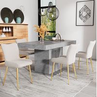 sedia sala da pranzo in velluto beige e oro 4 pezzi OKMYHOME