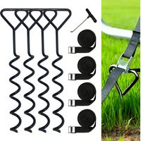 Lot de 4 piquets d'ancrage au Sol pour Trampoline Heavy Duty Ancrage au Sol à Visser pour Trampoline Ancrage au Sol à Visser High Wind avec Sangles