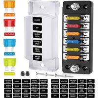 Bloc de fusibles 6 voies avec bus négatif, porte-fusible à lame 12 V, couvercle étanche, panneau de fusibles pour voitures, camions, camping-cars, fourgonnettes
