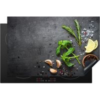 PROTECTION PLAQUE INDUCTION Citron vert - Herbes - Épices - Vert - Gris - Béton Protection Vitrocéramique Pour Cuisiniere 81.2x52 cm