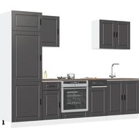 7 Piece Kitchen Cabinet Set Porto Black Engineered Wood vidaXL
