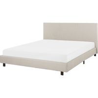 Letto Imbottito Beige Rete Doghe Testata Alta Gambe Metallo 160 x 200 cm Albi