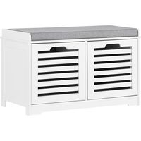 Sobuy – Banc de rangement 71x34x43cm – coussin rembourré – 2 cubes 30x31x22cm – MDF blanc – Capacité 120kg – FSR23KW