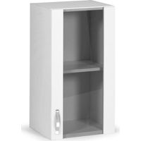 Vetrina pensile per cucina 40 cm 1 anta bianco frassinato
