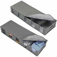 Boîte de rangement pour fond de lit non tissé Sac de rangement séparé anti-poussière 2PCS Gris 97 × 33 × 15 cm