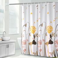Tenda da doccia decorativa con effetto acquerello - Tecnica di tintura "Line Halo" - Tessuto impermeabile con ganci - 152 x 178 cm