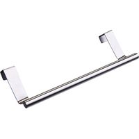 Porte Serviettes Torchons sur Porte, Barre Acier INOX à Suspendre sur Porte de Placard, Installation sans Perçage,Cintre chiffon et serviette de bain 23cm, argent, une pièce